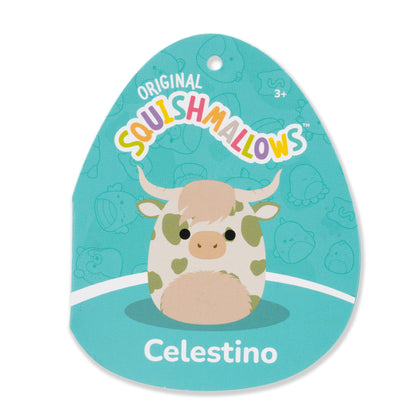 Squishmallows Essential | 20" Celestino the Sage Green Spotted Highland Cow | Jazwares