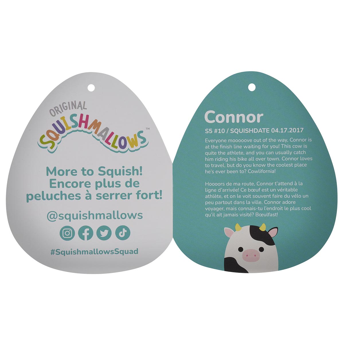 Squishmallows Great Value | 5" Connor the Black and White Cow | Jazwares