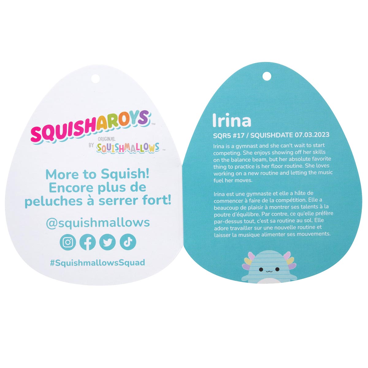 Squishmallows Smart Buy | 8" Irina the Teal Corduroy Axolotl | Jazwares