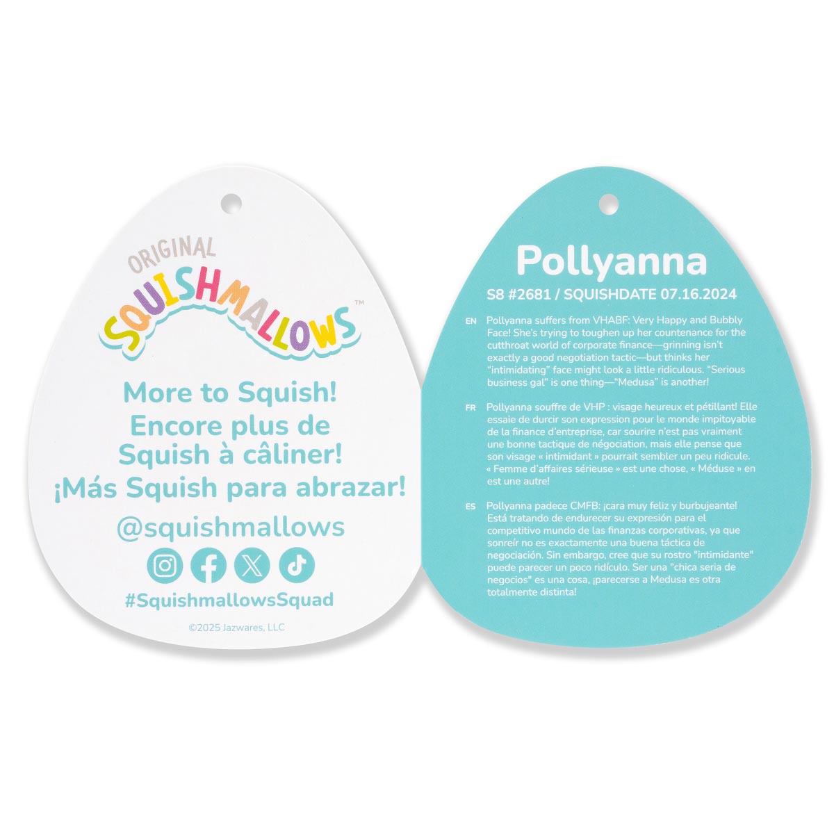 Squishmallows Popular | 8" Pollyanna the Black and Pink Cow | Jazwares