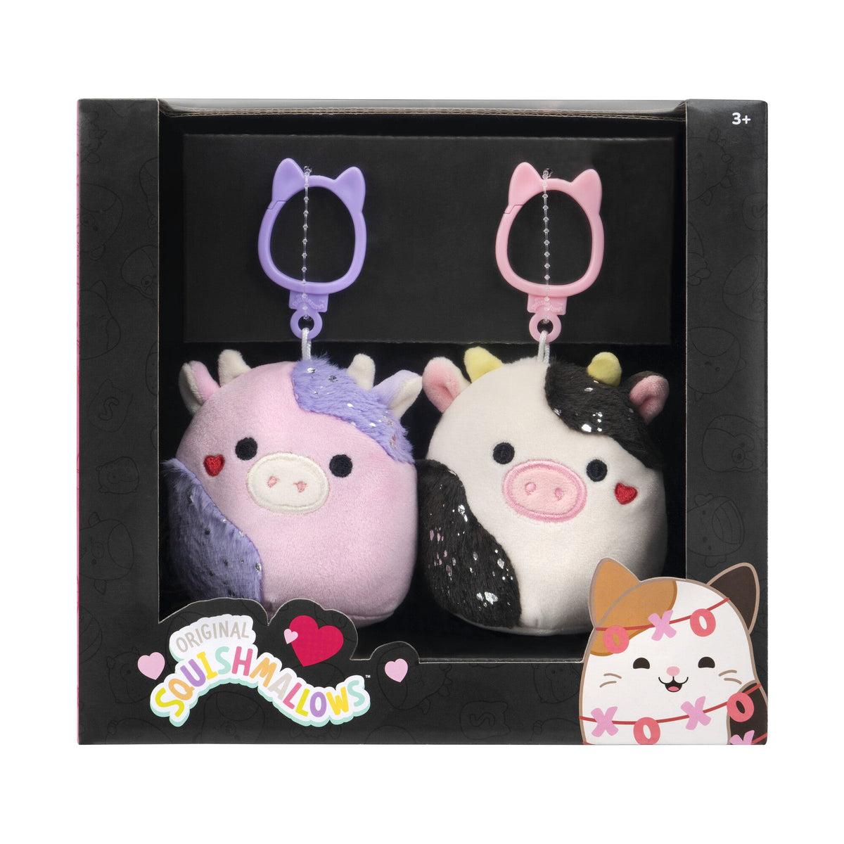 Squishmallows Trending | Select Series Valentine's Cow Clip 2-Pack | Jazwares